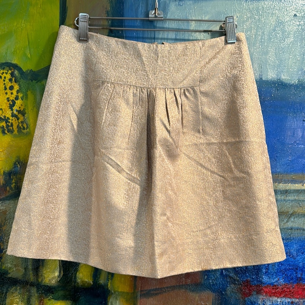 J. Crew gold metallic skirt size 0 NWOT